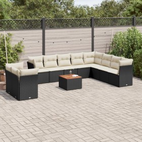 11-teiliges Gartensofa-Set und schwarze synthetische Rattankissen von , Gartensets - Ref: Foro24-3223718, Preis: 689,37 €, Ra...