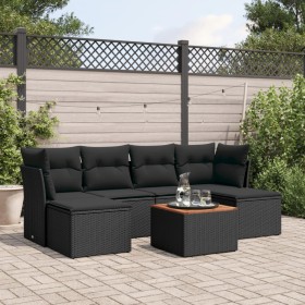 7-teiliges Garten-Essset und schwarze Kissen aus synthetischem Rattan von , Gartensets - Ref: Foro24-3223766, Preis: 366,22 €...