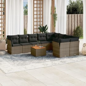 10-piece garden sofa set with gray synthetic rattan cushions by , Garden sets - Ref: Foro24-3223820, Price: 639,52 €, Discoun...