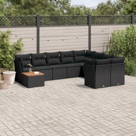 Gartensofa-Set 10-teilig mit schwarzen synthetischen Rattankissen von , Gartensets - Ref: Foro24-3223822, Preis: 582,36 €, Ra...