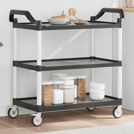 Carrito de 3 niveles aluminio negro 99x50x96 cm de , Carros de cocina y comedor - Ref: Foro24-30318, Precio: 103,18 €, Descue...