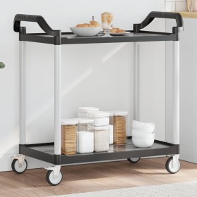 2-tier black aluminum trolley 99x50x97 cm by , Kitchen and dining carts - Ref: Foro24-30324, Price: 71,99 €, Discount: %