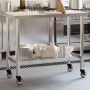 Kitchen work table with stainless steel wheels 110x55x85 cm by , Restoration - Ref: Foro24-376464, Price: 161,03 €, Discount: %