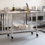 Kitchen work table with stainless steel wheels 110x55x85 cm by , Restoration - Ref: Foro24-376464, Price: 161,03 €, Discount: %