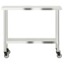 Kitchen work table with stainless steel wheels 110x55x85 cm by , Restoration - Ref: Foro24-376464, Price: 161,03 €, Discount: %