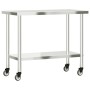 Kitchen work table with stainless steel wheels 110x55x85 cm by , Restoration - Ref: Foro24-376464, Price: 161,03 €, Discount: %