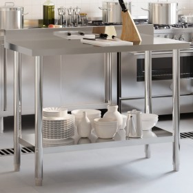 Kitchen work table and backsplash stainless steel 110x55x93 cm by , Restoration - Ref: Foro24-376466, Price: 185,99 €, Discou...