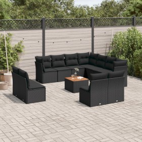 Gartensofa-Set 12-teilig mit schwarzen synthetischen Rattankissen von , Gartensets - Ref: Foro24-3223703, Preis: 675,00 €, Ra...