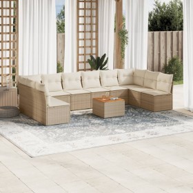 11-teiliges Gartensofa-Set mit beigen synthetischen Rattankissen von , Gartensets - Ref: Foro24-3223797, Preis: 762,99 €, Rab...