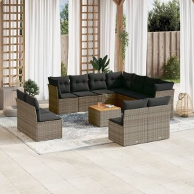 12-teiliges Gartensofa-Set mit grauen synthetischen Rattankissen von , Gartensets - Ref: Foro24-3223708, Preis: 748,63 €, Rab...