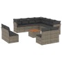 12-teiliges Gartensofa-Set mit grauen synthetischen Rattankissen von , Gartensets - Ref: Foro24-3223708, Preis: 724,75 €, Rab...