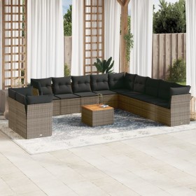 12-teiliges Gartensofa-Set mit grauen synthetischen Rattankissen von , Gartensets - Ref: Foro24-3223729, Preis: 780,69 €, Rab...