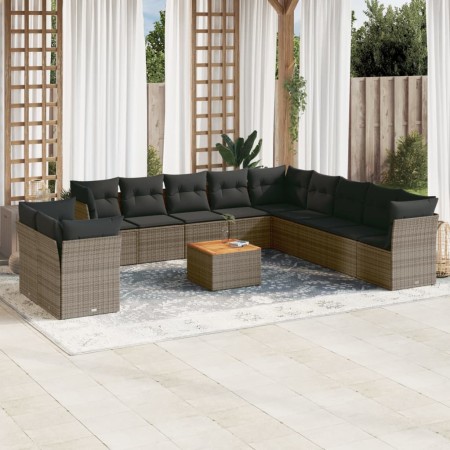 12-teiliges Gartensofa-Set mit grauen synthetischen Rattankissen von , Gartensets - Ref: Foro24-3223729, Preis: 741,99 €, Rab...