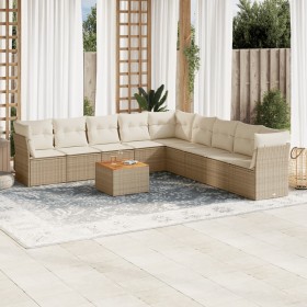 Gartensofa-Set mit beigen Kissen, 10-teilig, synthetisches Rattan von , Gartensets - Ref: Foro24-3223692, Preis: 759,73 €, Ra...