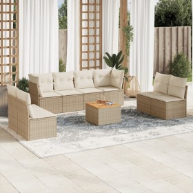 9-teiliges Gartensofa-Set mit beigen synthetischen Rattankissen von , Gartensets - Ref: Foro24-3223580, Preis: 655,99 €, Raba...