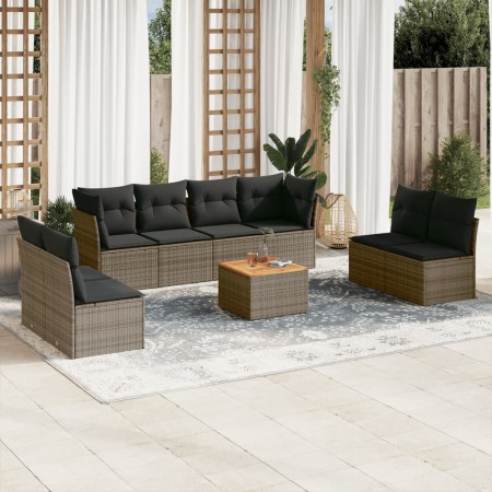 Set de muebles de jardín 9 pzas y cojines ratán sintético gris de , Conjuntos de jardín - Ref: Foro24-3223582, Precio: 529,18...