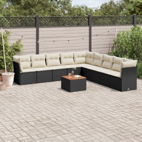 Gartensofa-Set 10-teilig mit schwarzen synthetischen Rattankissen von , Gartensets - Ref: Foro24-3223690, Preis: 623,74 €, Ra...