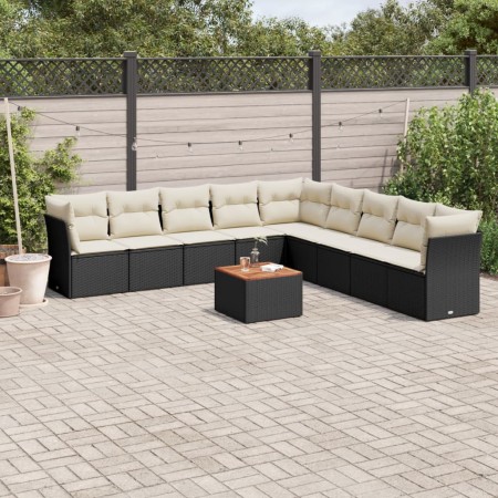 Set de sofás de jardín 10 pzas cojines ratán sintético negro de , Conjuntos de jardín - Ref: Foro24-3223690, Precio: 654,99 €...