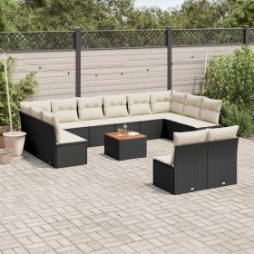 Gartensofa- und Kissenset 13-teilig aus schwarzem synthetischem Rattan von , Gartensets - Ref: Foro24-3223893, Preis: 739,29 ...