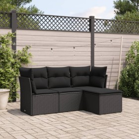 4-teilige Gartensofagarnitur mit schwarzen synthetischen Rattankissen von , Gartensets - Ref: Foro24-3249374, Preis: 285,46 €...