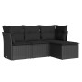 4-piece garden sofa set with black synthetic rattan cushions by , Garden sets - Ref: Foro24-3249374, Price: 268,47 €, Discoun...