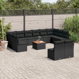 Set aus Gartensofas und Kissen 13 Stück synthetisches Rattan schwarz von , Gartensets - Ref: Foro24-3223892, Preis: 704,91 €,...