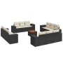 Garden sofa set with 13-piece black synthetic rattan cushions by , Garden sets - Ref: Foro24-3225377, Price: 1,00 €, Discount: %