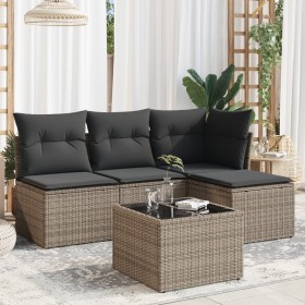 Garden sofa set with 5-piece synthetic rattan gray cushions by , Garden sets - Ref: Foro24-3249349, Price: 294,95 €, Discount: %