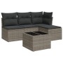 Garden sofa set with 5-piece synthetic rattan gray cushions by , Garden sets - Ref: Foro24-3249349, Price: 294,95 €, Discount: %