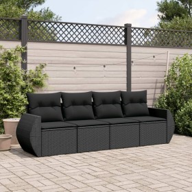 Set mit 4 Gartensofas mit Kissen Kunstrattan schwarz von , Gartensets - Ref: Foro24-3253412, Preis: 286,43 €, Rabatt: %