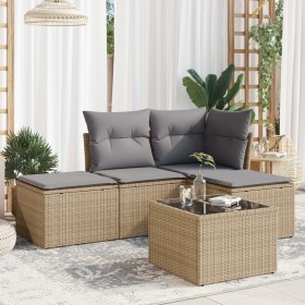 Garden sofa set with 5-piece synthetic rattan beige cushions by , Garden sets - Ref: Foro24-3249328, Price: 305,73 €, Discoun...