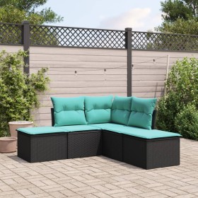 5-teiliges Gartenmöbel-Set und Kissen aus synthetischem Rattan schwarz von , Gartensets - Ref: Foro24-3249555, Preis: 297,35 ...