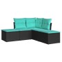 Set de muebles de jardín 5 pzas y cojines ratán sintético negro de , Conjuntos de jardín - Ref: Foro24-3249555, Precio: 298,4...