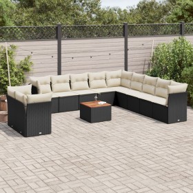 Set Gartensofas 12 Stück Kissen synthetisches Rattan schwarz von , Gartensets - Ref: Foro24-3223725, Preis: 767,06 €, Rabatt: %