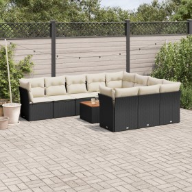 Garden sofa set 11 pieces and black synthetic rattan cushions by , Garden sets - Ref: Foro24-3223837, Price: 746,99 €, Discou...