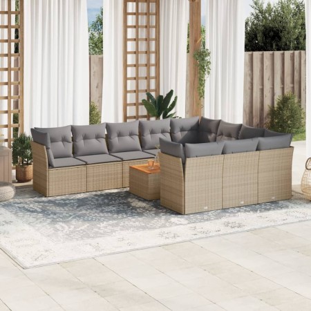 Set von 11-teiligen Gartensofas mit beigen Kissen aus synthetischem Rattan von , Gartensets - Ref: Foro24-3223840, Preis: 703...