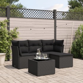 5-teiliges Gartenmöbel-Set und Kissen aus synthetischem Rattan schwarz von , Gartensets - Ref: Foro24-3249384, Preis: 345,95 ...