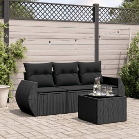 4-teilige Gartensofagarnitur mit schwarzen synthetischen Rattankissen von , Gartensets - Ref: Foro24-3253402, Preis: 286,60 €...