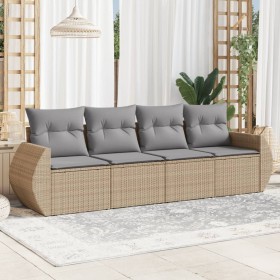 Garden sofa set with 4-piece synthetic rattan beige cushions by , Garden sets - Ref: Foro24-3253416, Price: 302,86 €, Discoun...