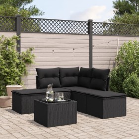 6-piece garden sofa set and black synthetic rattan cushions by , Garden sets - Ref: Foro24-3249564, Price: 367,39 €, Discount: %