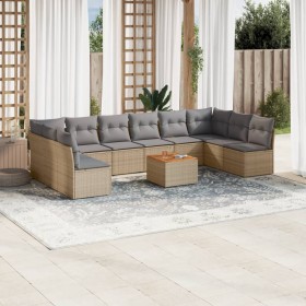 11-teiliges Gartensofa-Set mit beigen synthetischen Rattankissen von , Gartensets - Ref: Foro24-3223798, Preis: 670,81 €, Rab...