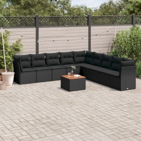 Gartensofa-Set 10-teilig mit schwarzen synthetischen Rattankissen von , Gartensets - Ref: Foro24-3223689, Preis: 584,91 €, Ra...