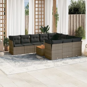 11-piece garden sofa set and gray synthetic rattan cushions by , Garden sets - Ref: Foro24-3223841, Price: 678,56 €, Discount: %