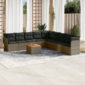 10-piece garden sofa set with gray synthetic rattan cushions by , Garden sets - Ref: Foro24-3223694, Price: 605,99 €, Discoun...