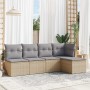 Gartensofa-Set mit Kissen, 5-teilig, beiges synthetisches Rattan von , Gartensets - Ref: Foro24-3249358, Preis: 307,75 €, Rab...