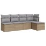 Gartensofa-Set mit Kissen, 5-teilig, beiges synthetisches Rattan von , Gartensets - Ref: Foro24-3249358, Preis: 307,75 €, Rab...