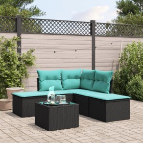 6-teilige Gartensofagarnitur und schwarze synthetische Rattankissen von , Gartensets - Ref: Foro24-3249565, Preis: 361,99 €, ...