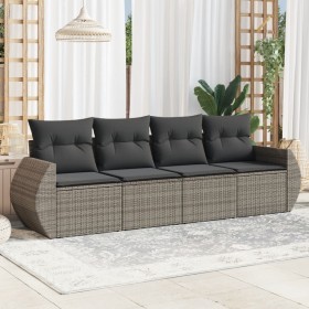 Set de sofás de jardín 4 pzas y cojines ratán sintético gris de , Conjuntos de jardín - Ref: Foro24-3253417, Precio: 291,94 €...