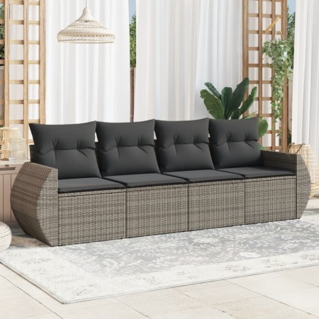 4-piece garden sofa set and gray synthetic rattan cushions by , Garden sets - Ref: Foro24-3253417, Price: 291,94 €, Discount: %