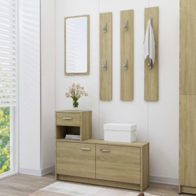 Oak-colored plywood entrance cabinet 100x25x76.5 cm by , Wardrobes - Ref: Foro24-802843, Price: 114,99 €, Discount: %